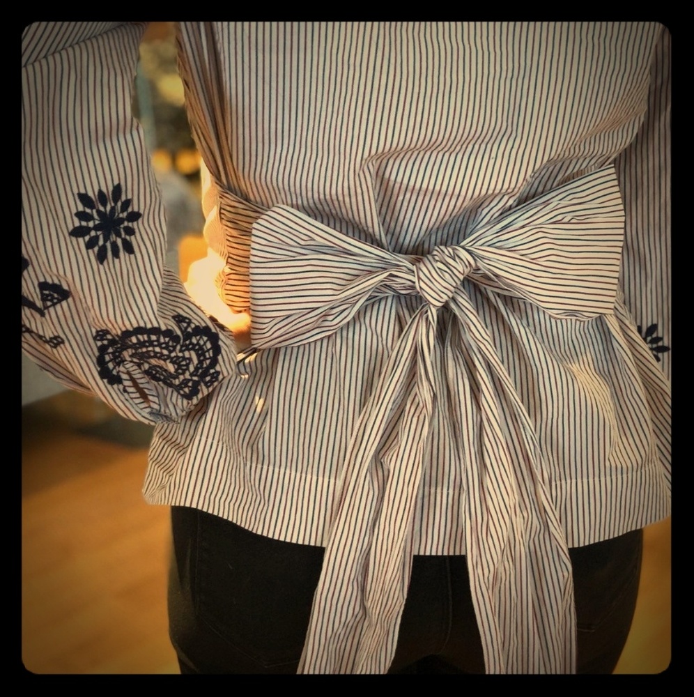 J crew waist tie blouse